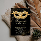 金ゴールド仮装マスクSweet 16 招待状