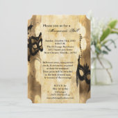 金ゴールド仮装仮面玉仮装ハロウィーン 招待状 (スタンド正面)