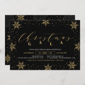 金ゴールド企業のクリスマスガラホリデーパーティー 招待状 (正面/裏面)