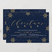 金ゴールド企業のクリスマスガラホリデーパーティー 招待状 (正面/裏面)