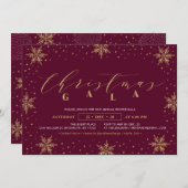 金ゴールド企業のクリスマスガラホリデーパーティー 招待状 (正面/裏面)