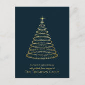 金ゴールド企業のクリスマスツリーのビジネス挨拶 シーズンポストカード (正面)