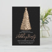 金ゴールド企業のクリスマスツリーホリデーパーティー 招待状 (スタンド正面)