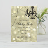 金ゴールド企業のシャンデリアホリデーパーティー招待状 招待状 (スタンド正面)