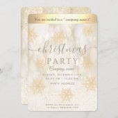 金ゴールド企業のスノーフレークパーティーインビタティ 招待状 (正面/裏面)