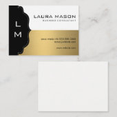 金ゴールド企業のブラック（モノグラム） 名刺 (正面/裏面)