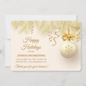 金ゴールド企業のリボンサンキューホリデーカード シーズンカード (正面)