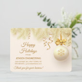 金ゴールド企業のリボンサンキューホリデーカード シーズンカード (スタンド正面)