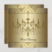 金ゴールド企業の事業グランドオープニングパーティー 招待状 (正面/裏面)