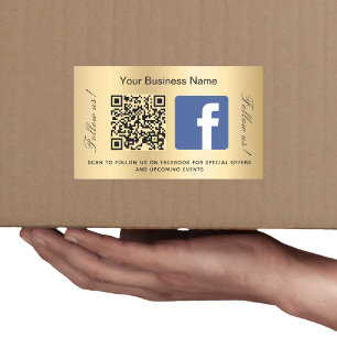 金ゴールド企業名qrコードFacebook 長方形シール