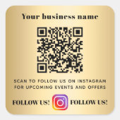 金ゴールド企業名qrコードinstram スクエアシール (正面)