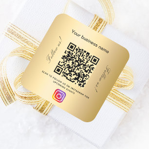 金ゴールド企業名qrコードinstram スクエアシール