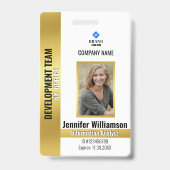 金ゴールド会社セキュリティQRコード従業員写真ID バッジ (正面)