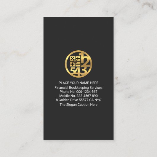 金ゴールド会計番号記号 名刺 (裏面)