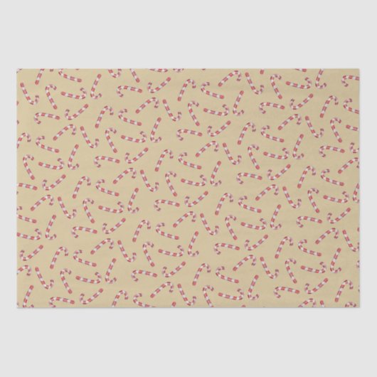 金ゴールド伝統的キャンディーケーンヴィンテージクリスマス 薄葉紙 (正面)