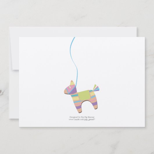 金ゴールド伝統的ドンキーフィエスタピナータ誕生日 招待状 (裏面)