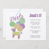 金ゴールド伝統的ドンキーフィエスタピナータ誕生日 招待状 (正面/裏面)