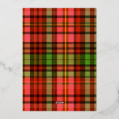 金ゴールド伝統的フェスティバルプレイドクリスマスパーティー 箔招待状 (裏面)