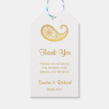 金ゴールド伝統的ペイズリー結婚インディアンサンキュー