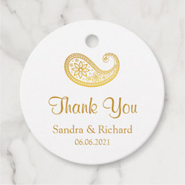 金ゴールド伝統的ペイズリー結婚インディアンサンキュー フェイバータグ