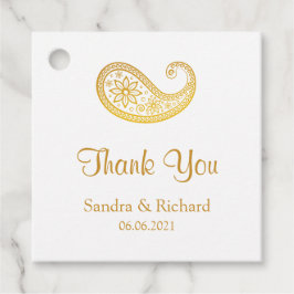金ゴールド伝統的ペイズリー結婚インディアンサンキュー フェイバータグ