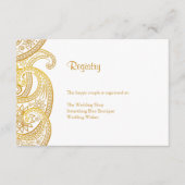 金ゴールド伝統的ペイズリー結婚インディアン登録簿 エンクロージャーカード (正面)