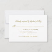 金ゴールド伝統的モノグ結婚ラムの応答カード 出欠カード (正面)