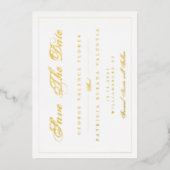 金ゴールド伝統的白エレガント写真保存日 箔招待状 (正面)