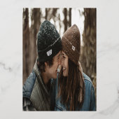 金ゴールド伝統的白エレガント写真保存日 箔招待状 (裏面)