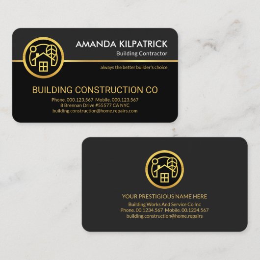 金ゴールド住宅修理業者 名刺 (正面/裏面)