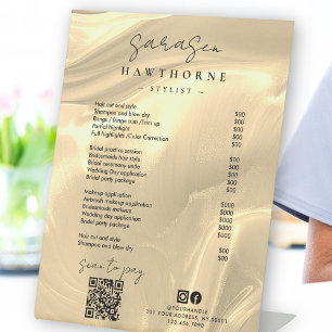 金ゴールド価格リストホログラフィックスキャン支払QRコード 台座サイン