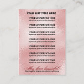 金ゴールド価格表の製品範囲の原料のドリップ 名刺 (裏面)