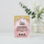 金ゴールド価格表の製品範囲の原料のドリップ 名刺 (スタンド正面)