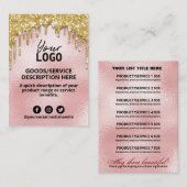 金ゴールド価格表の製品範囲の原料のドリップ 名刺 (正面/裏面)