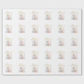 金ゴールド信じのカラースクリプトとフォトクリスマス ラッピングペーパー (フラット)