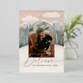 金ゴールド信じのクリスマス | ウッドランド写真 箔シーズンカード (立ち正面)