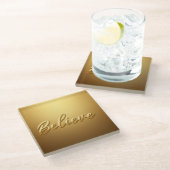 金ゴールド信じガラスコースター ガラスコースター (アングル)