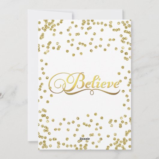 金ゴールド信じフェイクグリッター紙吹雪ホリデーフォト シーズンカード (裏面)