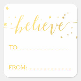金ゴールド信じ手入力 |ホリデーギフトラベル スクエアシール
