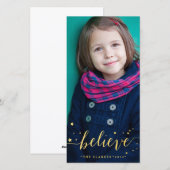 金ゴールド信じ手書き |ホリデーフォトカード シーズンカード (正面/裏面)