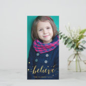 金ゴールド信じ手書き |ホリデーフォトカード シーズンカード (スタンド正面)