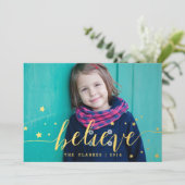 金ゴールド信じ手書き|ホリデーフォトカード シーズンカード (スタンド正面)