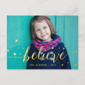 金ゴールド信じ手書き | 休日の写真はがき シーズンポストカード (正面)