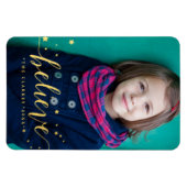 金ゴールド信じ手書き |休日の写真 マグネット (横)