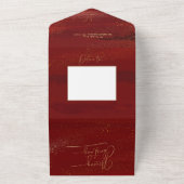 金ゴールド信じ書書、キラキラ写真 – 赤BG オールインワン招待状 (外側)