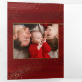 金ゴールド信じ書書、キラキラ写真 – 赤BG 三つ折りカード (内部最初)