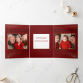 金ゴールド信じ書書、キラキラ写真 – 赤BG 三つ折りカード (内部)