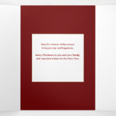 金ゴールド信じ書書、キラキラ写真 – 赤BG 三つ折りカード (内部中)