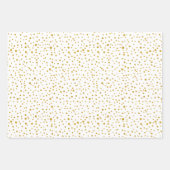 金ゴールド信じ、スノーフレーク水玉模様クリスマス ラッピングペーパーシート (正面2)