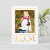 金ゴールド信じ |ホリデーフォトカード シーズンカード (スタンド正面)